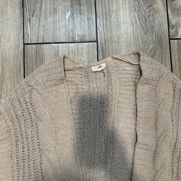 Entro Women's Cardigan Medium Tan Flawed Layering Cottagecore Boho Chunky Knit - Picture 2 of 14